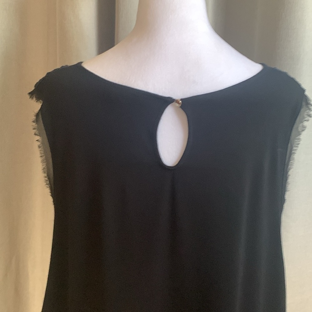 Vince Camuto Black Lace/Fringe Tank Top Size 1X - Picture 5 of 15